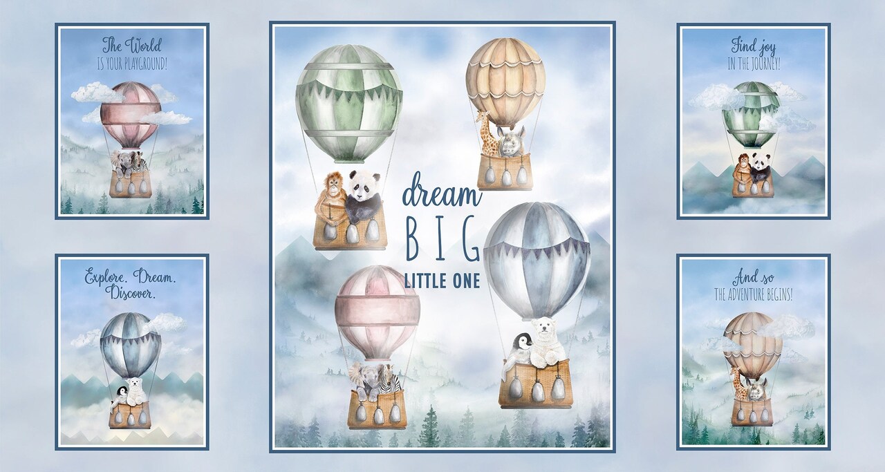 Fabric P & B Textiles Let's Go On An Adventure Quilting Panel LGOA5933-PA